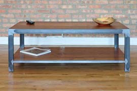 Reclaimed Wood Steel Coffee Table Chicago
