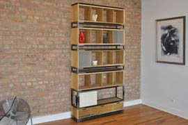 Wood Steel Display Shelf Living Room Poplar Custom Furniture Chicago